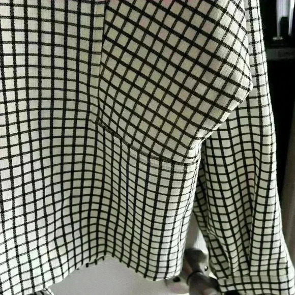 Cabi Jacket Stand Up Collar Off Center Button Front Pockets Blk Wht Ck - Picture 8 of 11
